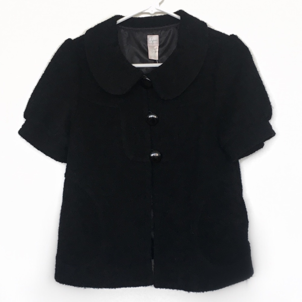 NWT Aqua Black Short Sleeve Button Jacket Women’s XS